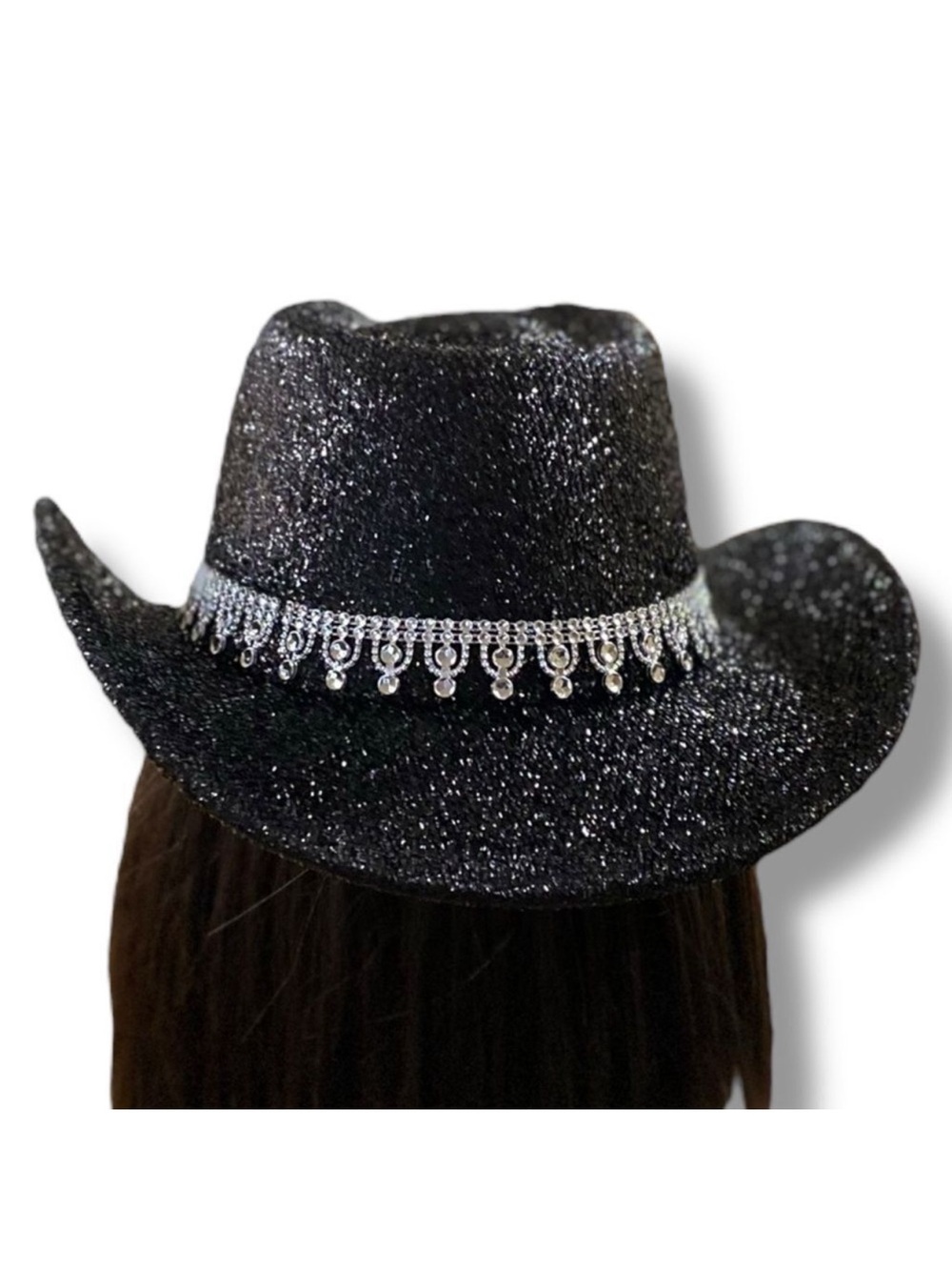 Black Sparkle Rhinestone Cowboy Hat | Disco Cowgirl Festival Glam New